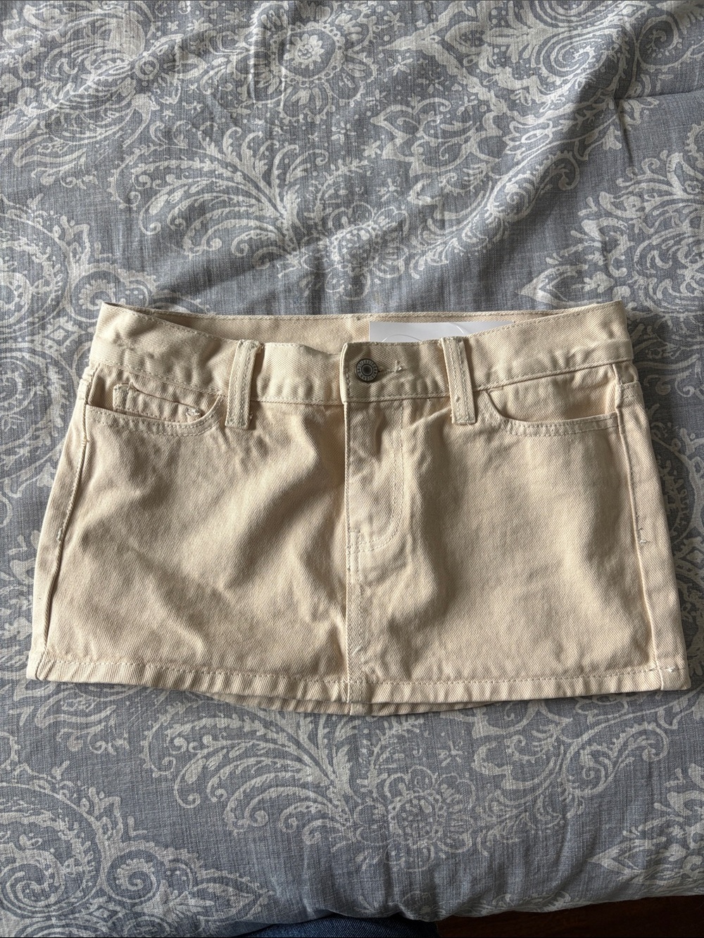 Women's Cream Denim Skort with Front Pockets